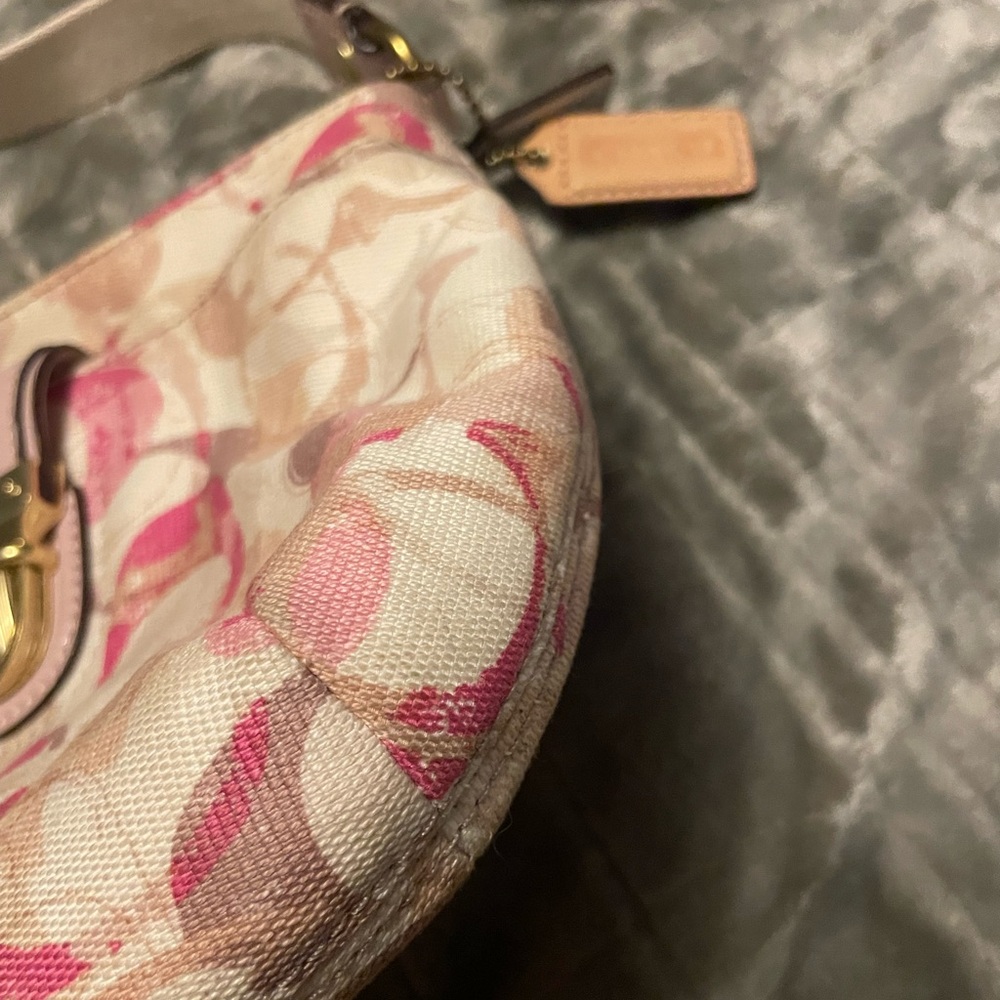 Coach Pink and Tan Canvas Crossbody with Gold-Tone Clasp - Picture 4 of 13